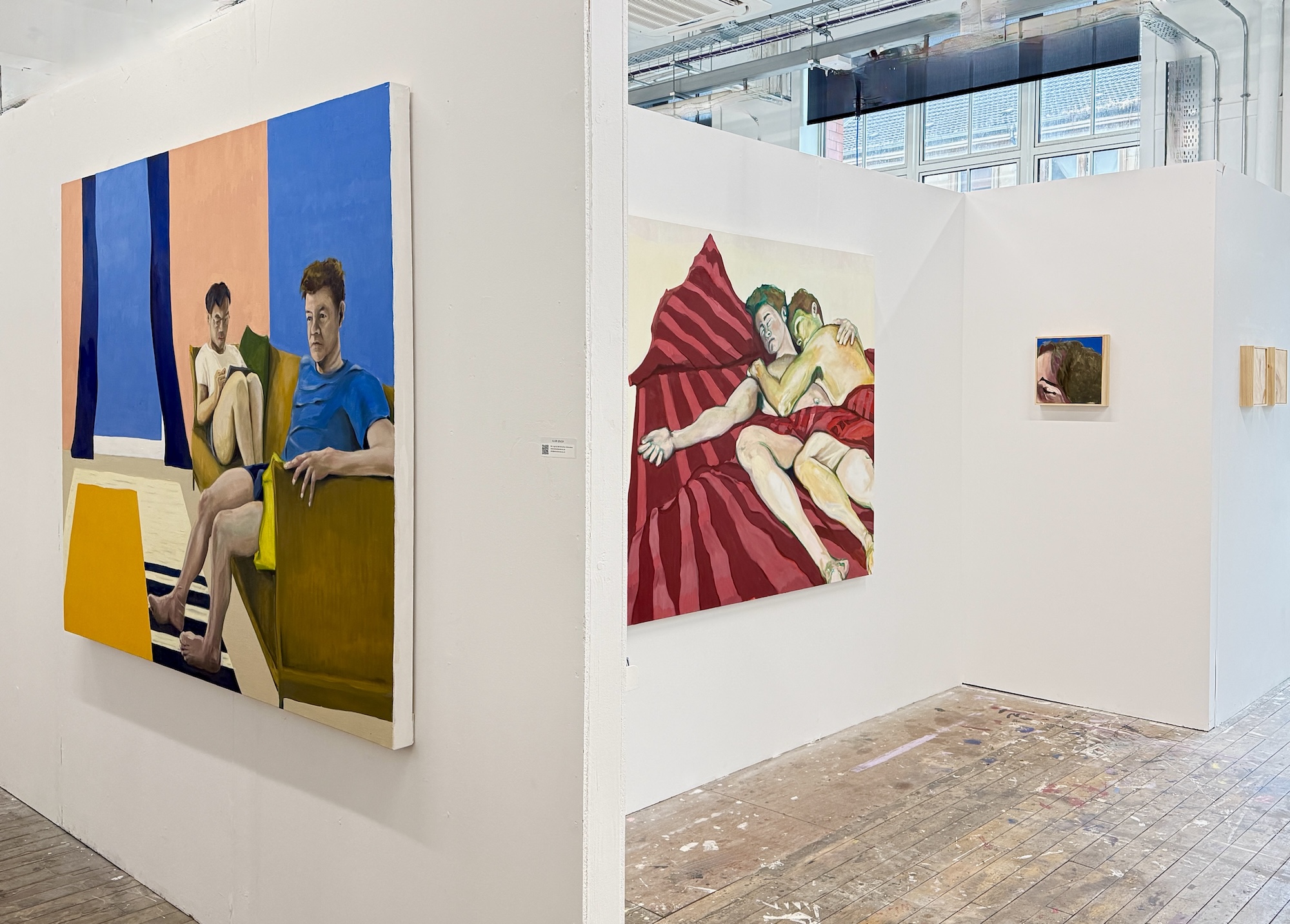 Installation view of paintings by Alan Brash at the 2025 Glasgow School of Art Postgraduate Degree Show.
